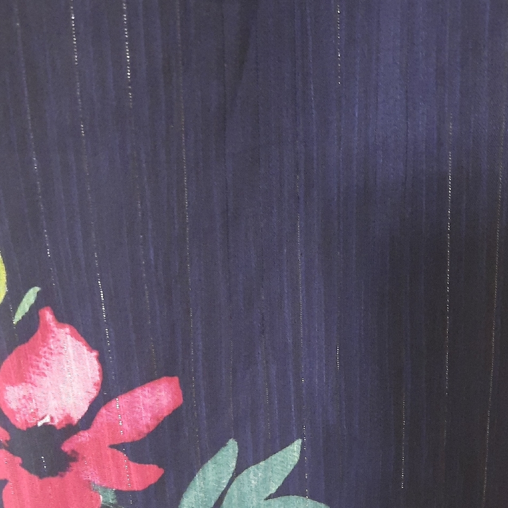 Jessica Howard Navy/ Purple V-Neck Ruffle Bishop Sleeve Maxi Dress - Picture 13 of 13